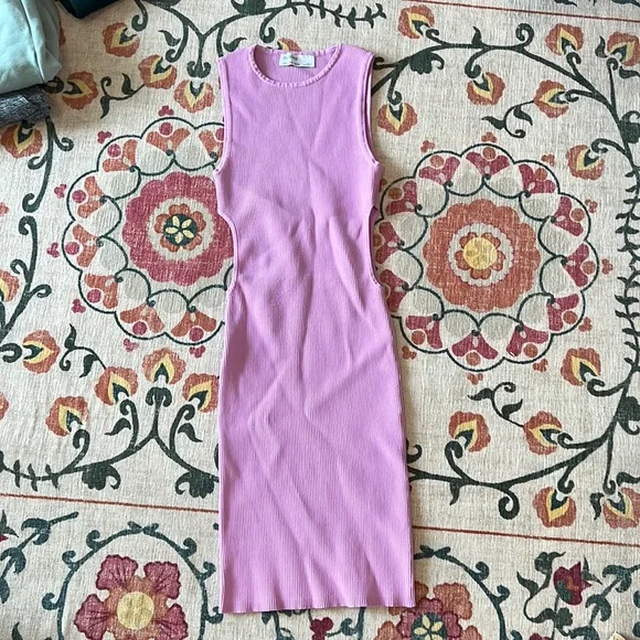 purple dress bershka Bershka Lilac Puffy Sleeves Midi Dress - Size US Small